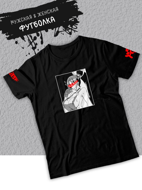 Футболка оверсайз летняя с принтом хентай аниме тян вайфу