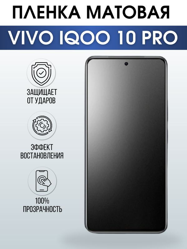 Защитная гидрогелевая пленка для смартфона Vivo IQOO 10 pro. Матовая полиуретановая плёнка на мобильный телефон, для защиты экрана.