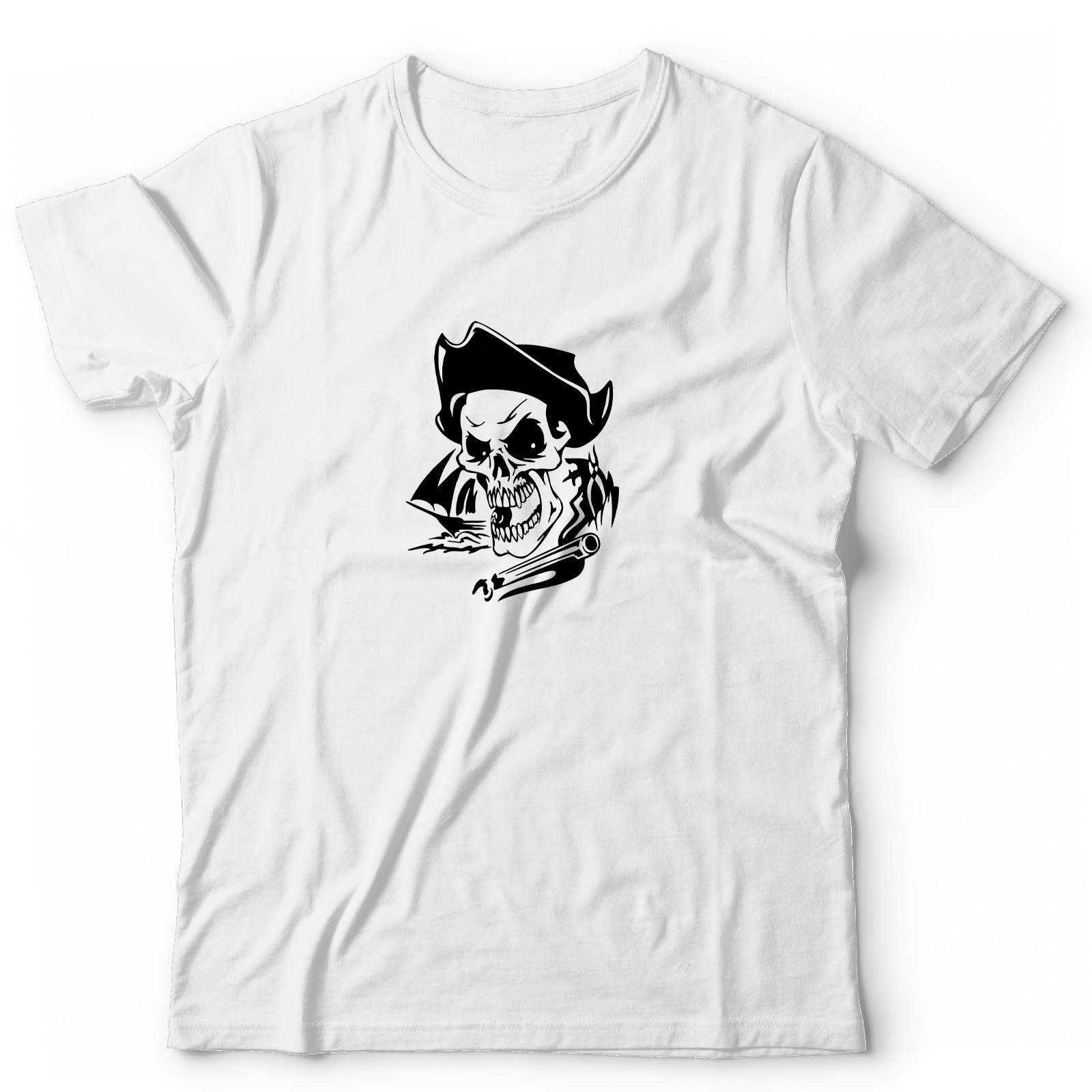 Футболка с черепом Пират с кораблем и ружьем оверсайз