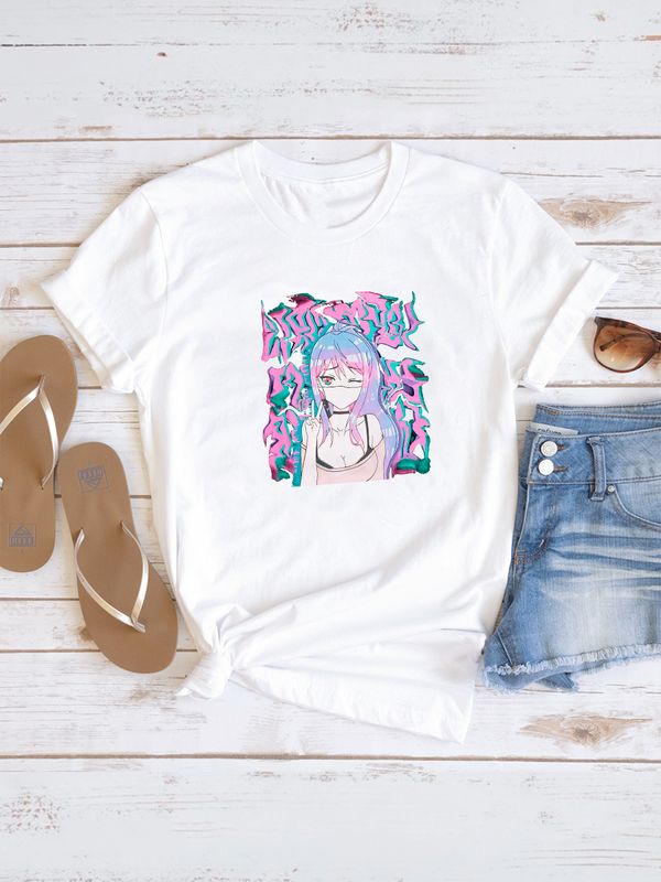 Футболка Аниме тян девушка каваи anime girl kawai y2k с принтом
