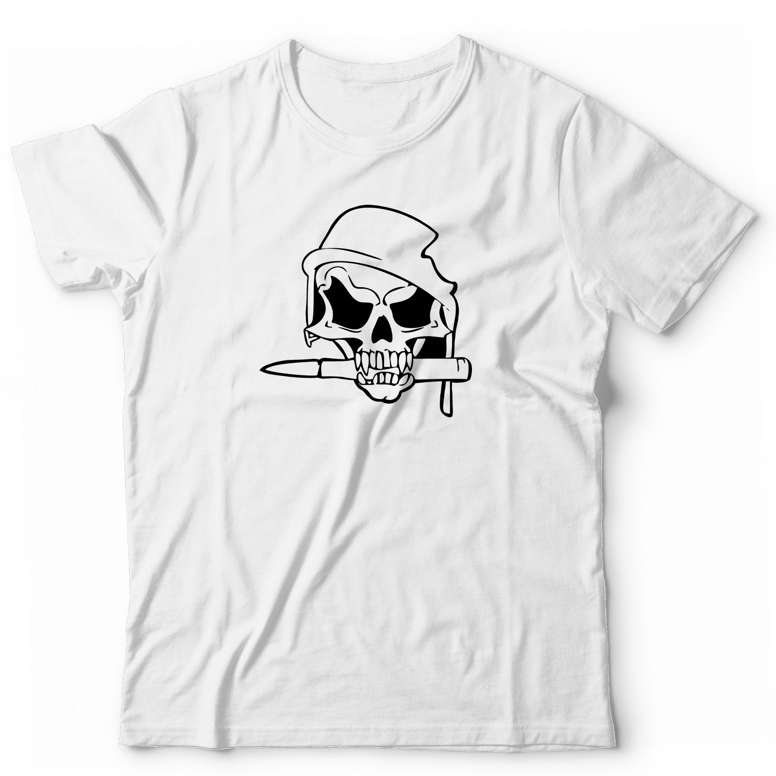 Футболка с черепом в шапке с палкой