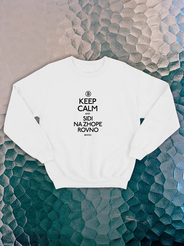 Женский белый свитшот с надписью Keep calm и рисунком, аниме, оверсайз, унисекс. Кофты с принтом, эко худи парные для женщин и мужчин, мужа и жены, влюбленной пары, парня и девушки без капюшона.