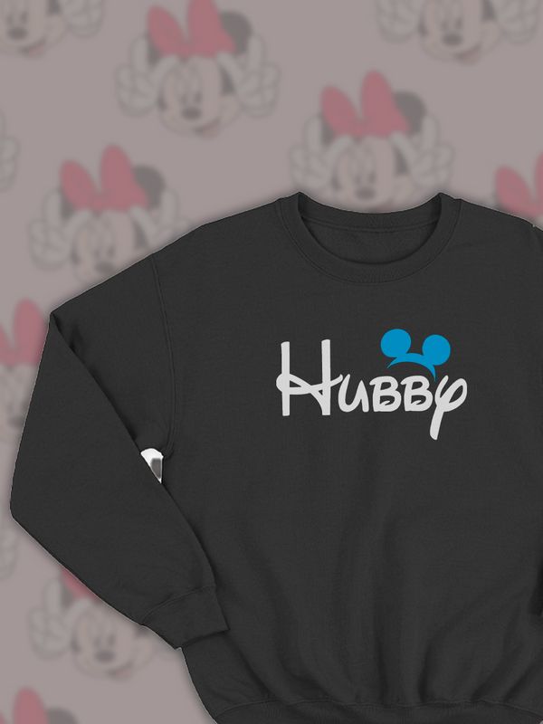 Парные свитшоты Hubby муж Дисней черная мужская с принтом Disney Микки Маус Парные свитшоты Hubby муж Дисней черная мужская с принтом Disney Микки Маус