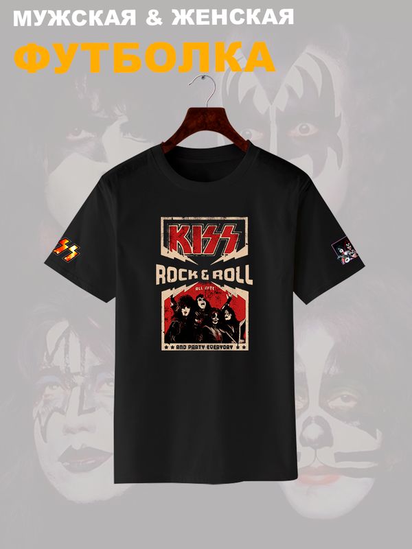 Футболка Kiss рок группа Кисс участники rock n roll с принтом