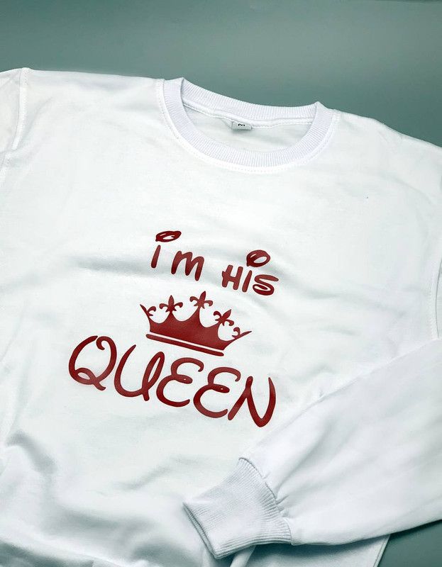 Парные свитшоты для двоих мужа и жену влюбленных с принтом Her King & His Queen / Толстовка без капюшона для пары Парные свитшоты для двоих мужа и жену влюбленных с принтом Her King & His Queen / Толстовка без капюшона для пары