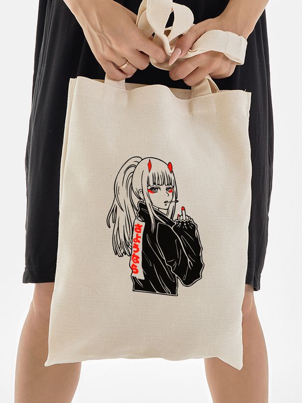 Шоппер с принтом и надписью