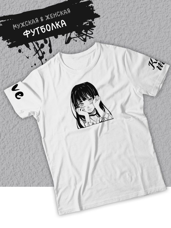 футболка оверсайз летняя с принтом аниме тян kawaii унисекс