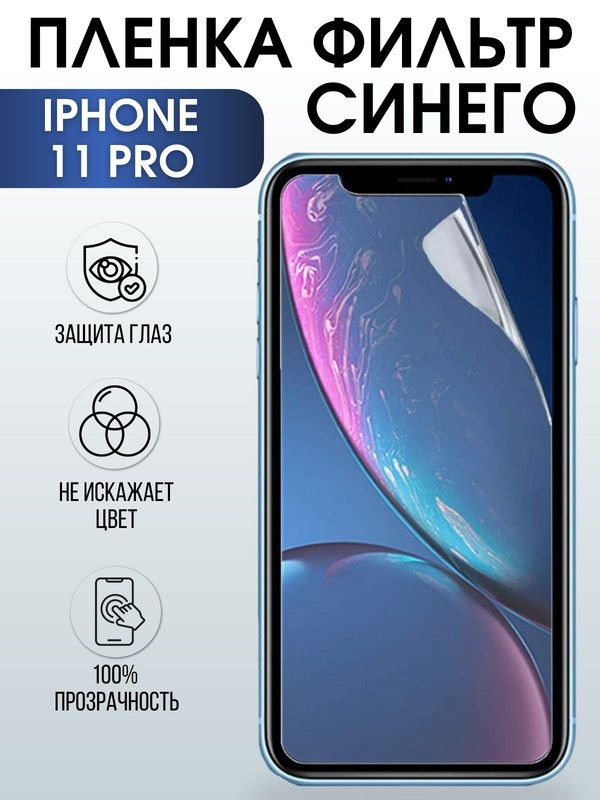 Защитная гидрогелевая пленка на телефон IPHONE 11 PRO, anti blue ray фильтр синего, для защиты экрана телефонов