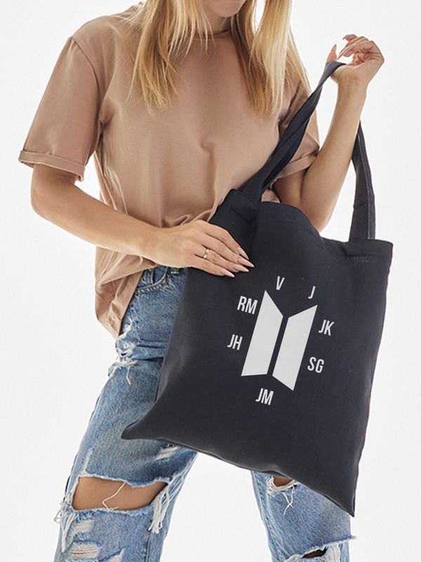 Шоппер с принтом и надписью