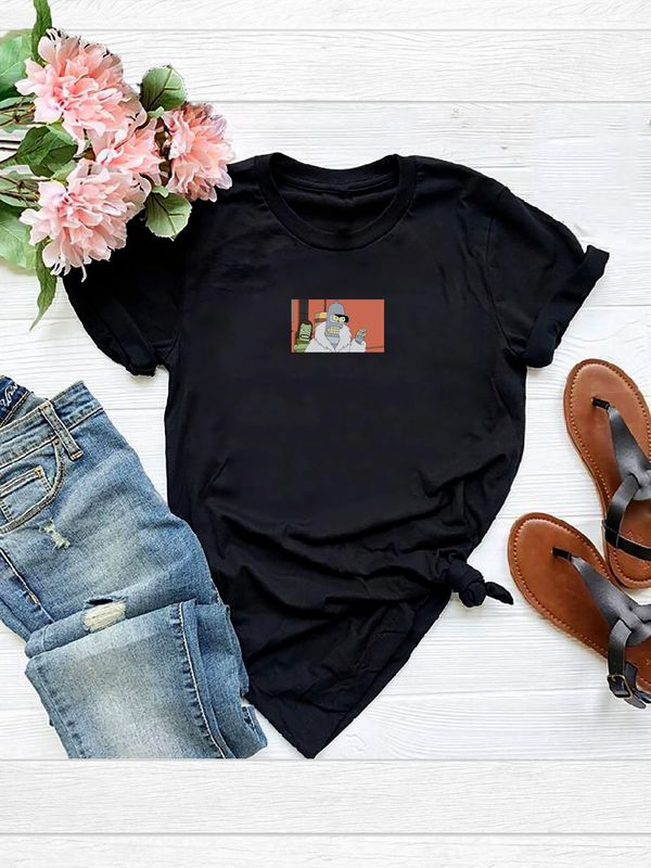 Футболка Футурама Бендер в шубе мем Bender робот с принтом