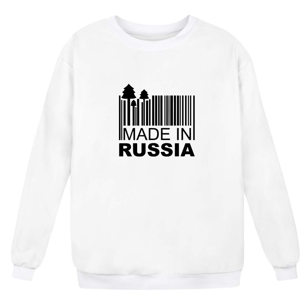 Толстовка без капюшона - свитшот белый с принтом 