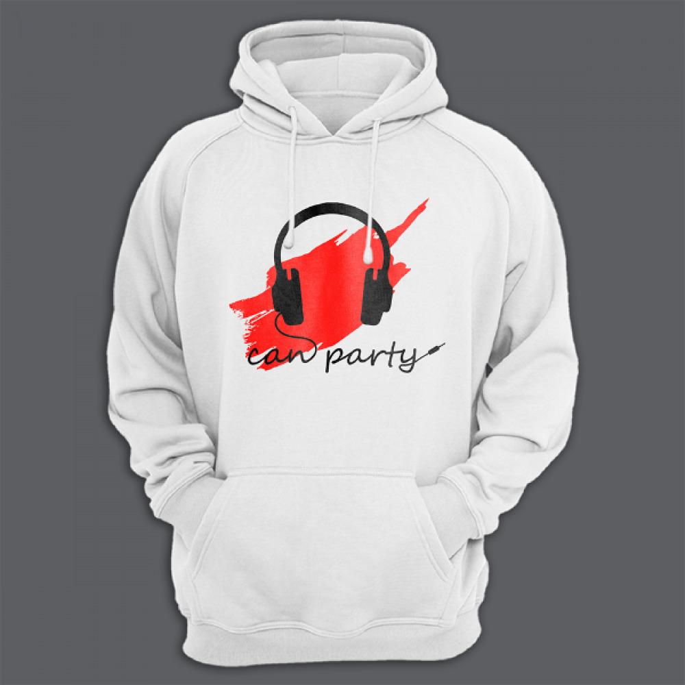 Прикольная толстовка с капюшоном с надписью Can party