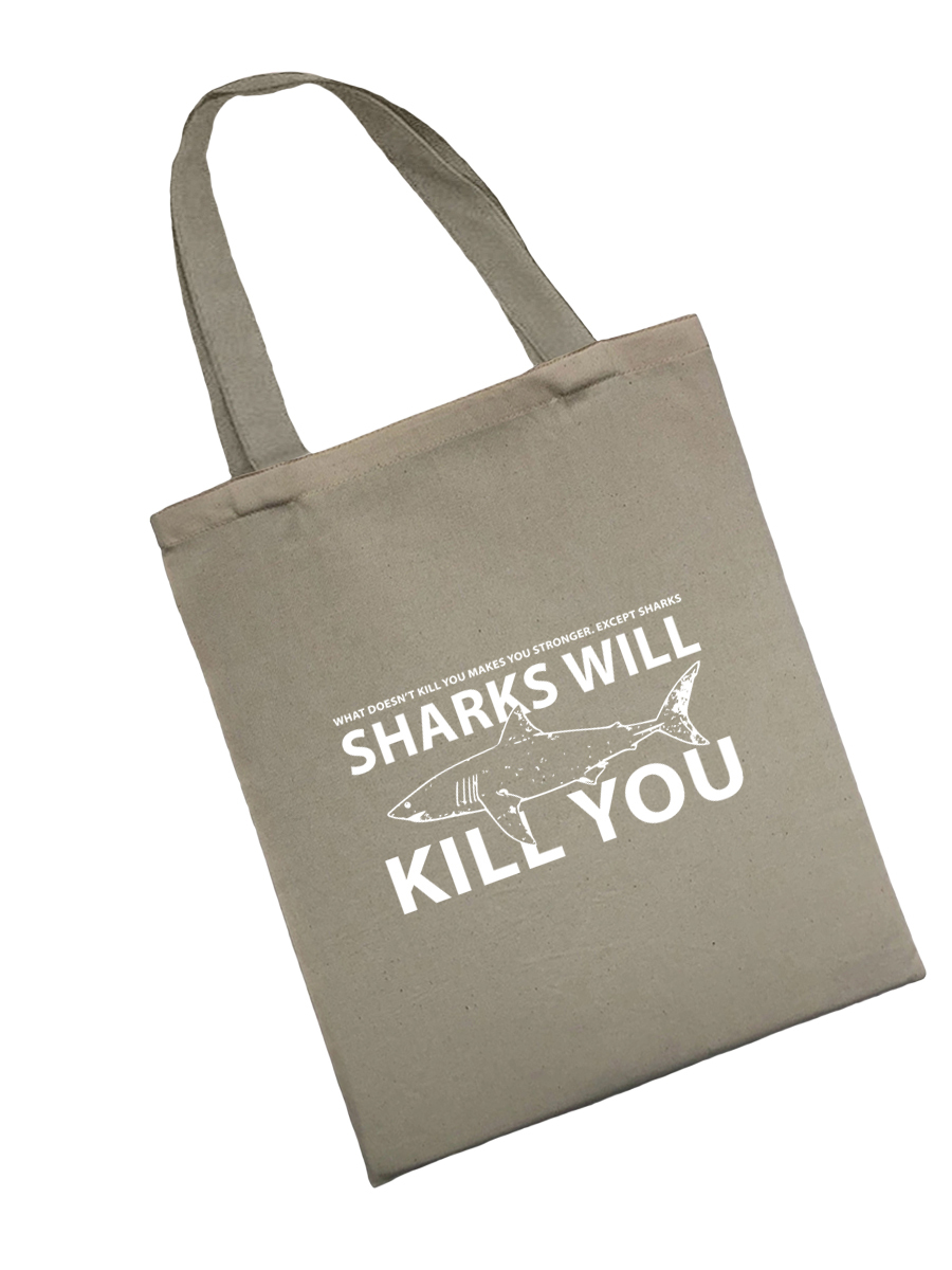 Сумка шоппер - холщовая хлопковая эко сумка с принтом Sharks will kill