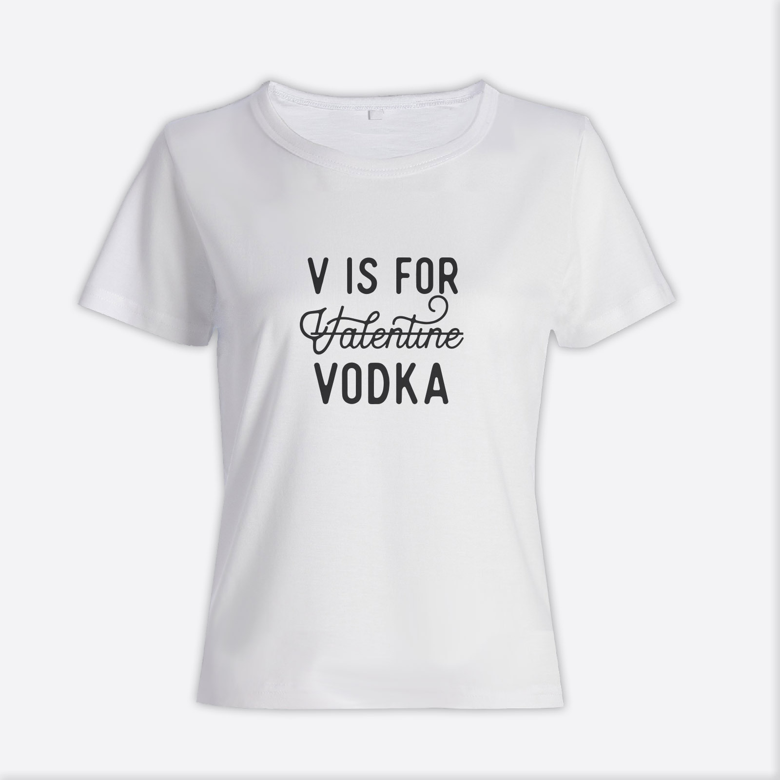 Футболка ко дню влюбленных с принтом V is Vodka