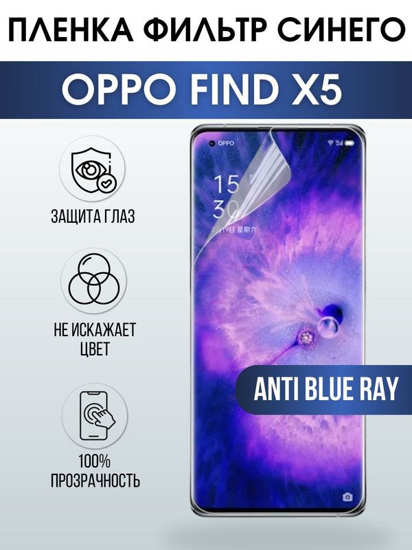 Защитная гидрогелевая пленка на телефон OPPO FIND X5, anti blue ray фильтр синего, гелевая пленка на смартфон OPPO FIND X5, для защиты экрана телефона