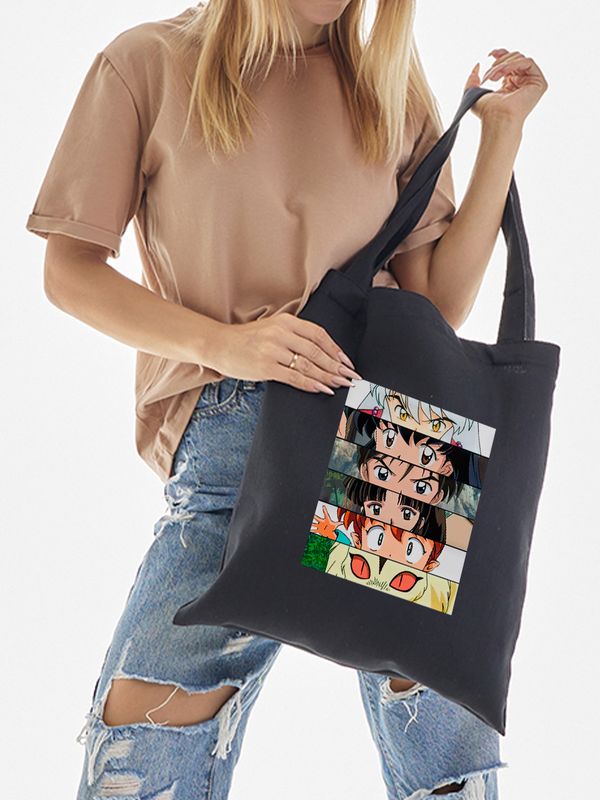 Шоппер с принтом и надписью