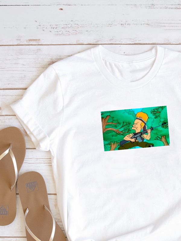 Футболка Бивис и Батхед Баттхед мем с военным принтом