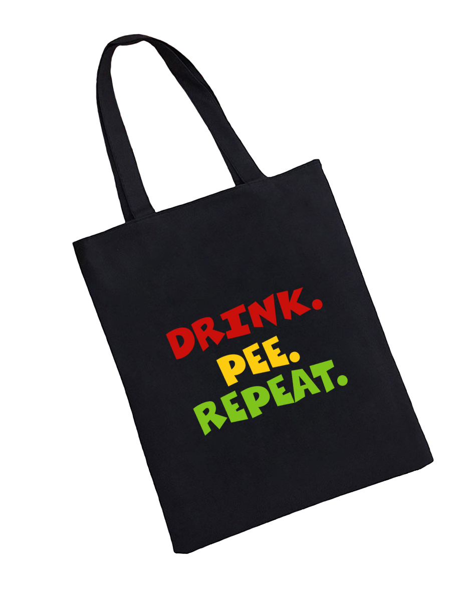 Сумка шоппер - холщовая хлопковая эко сумка с принтом Drink. Pee. Repeat