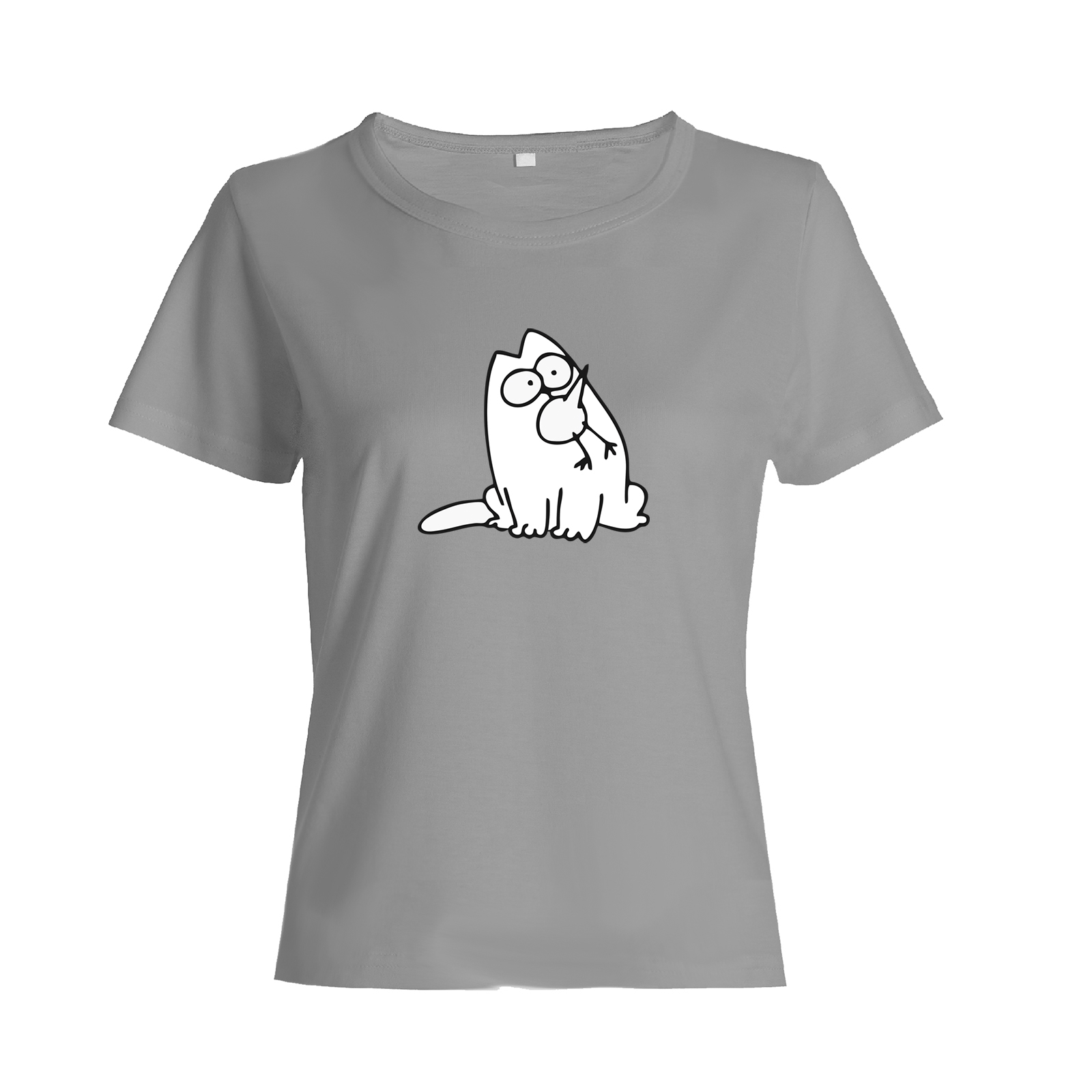 Футболка с котом и пиццей с принтом