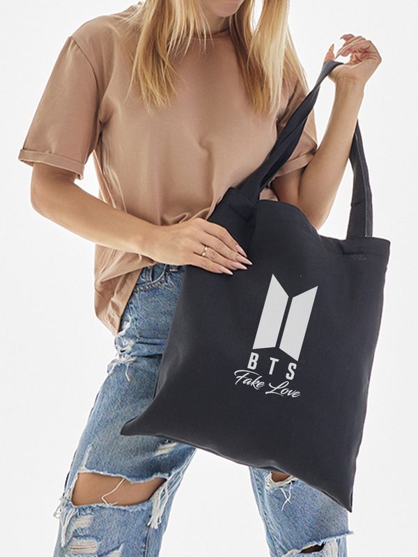 Шоппер с принтом и надписью