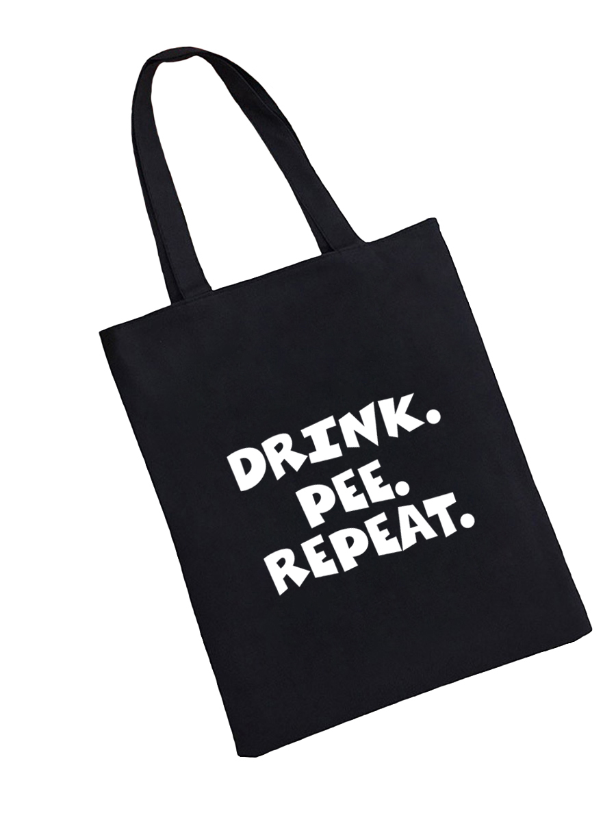 Сумка шоппер - холщовая хлопковая эко сумка с принтом Drink. Pee. Repeat
