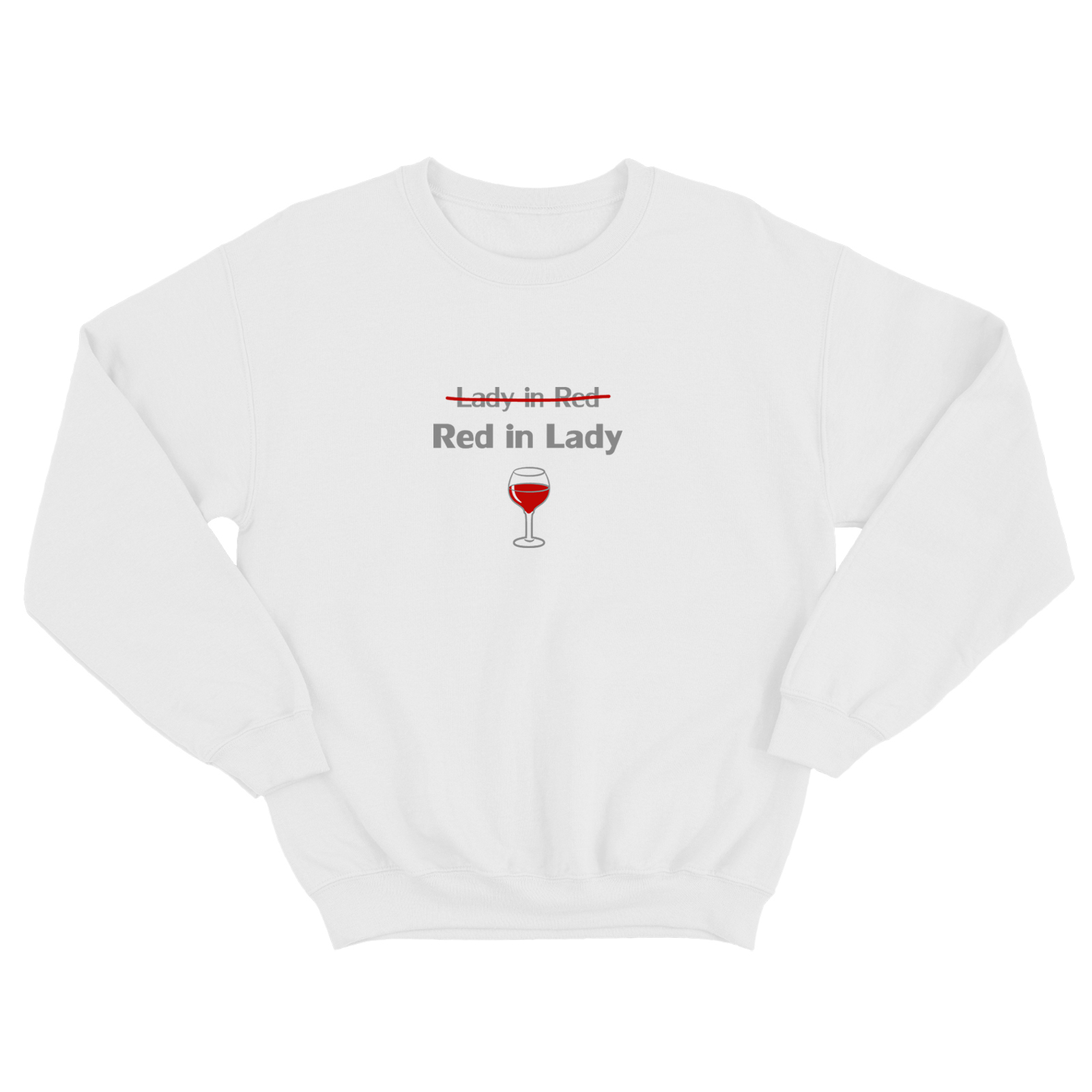 Свитшот со смешной надписью для женщины Red in lady. Смешной свитшот.