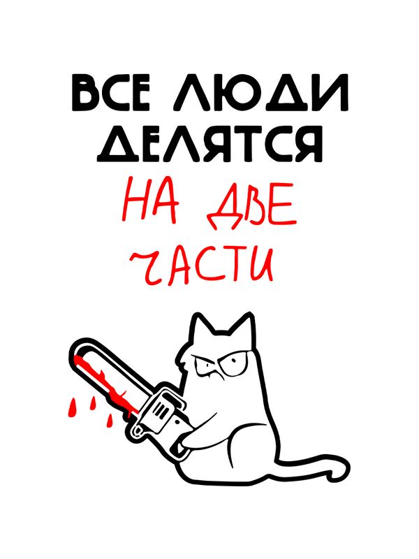 Футболка с надписью Все люди делятся на две части
