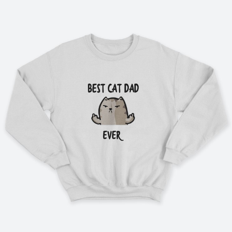 Прикольный мужской свитшот с надписью Best cat dad ever. Прикольный мужской свитшот с надписью Best cat dad ever.