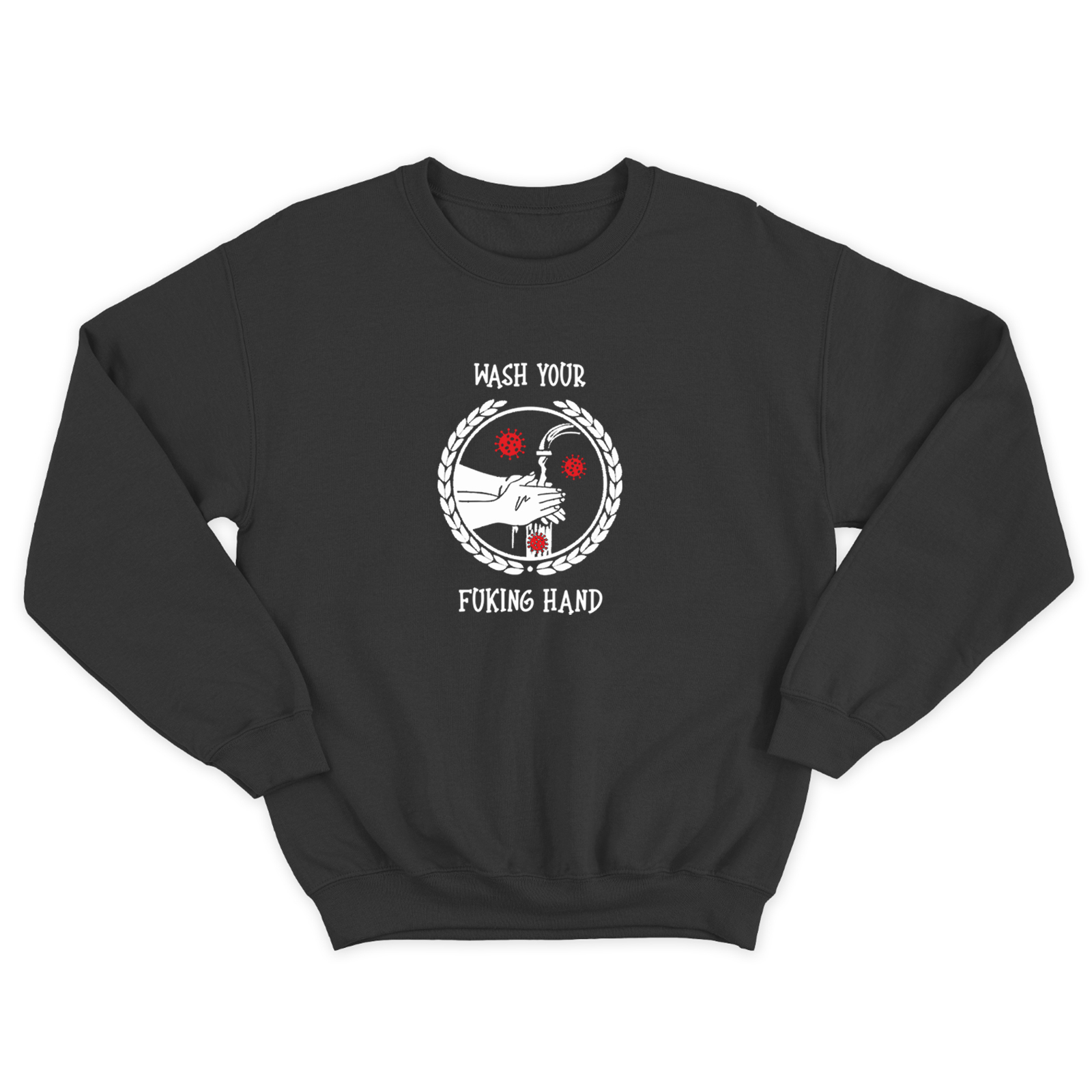 Женский прикольный свитшот с надписью Wash your hands / Смешная оригинальная и очень крутая толстовка без капюшона