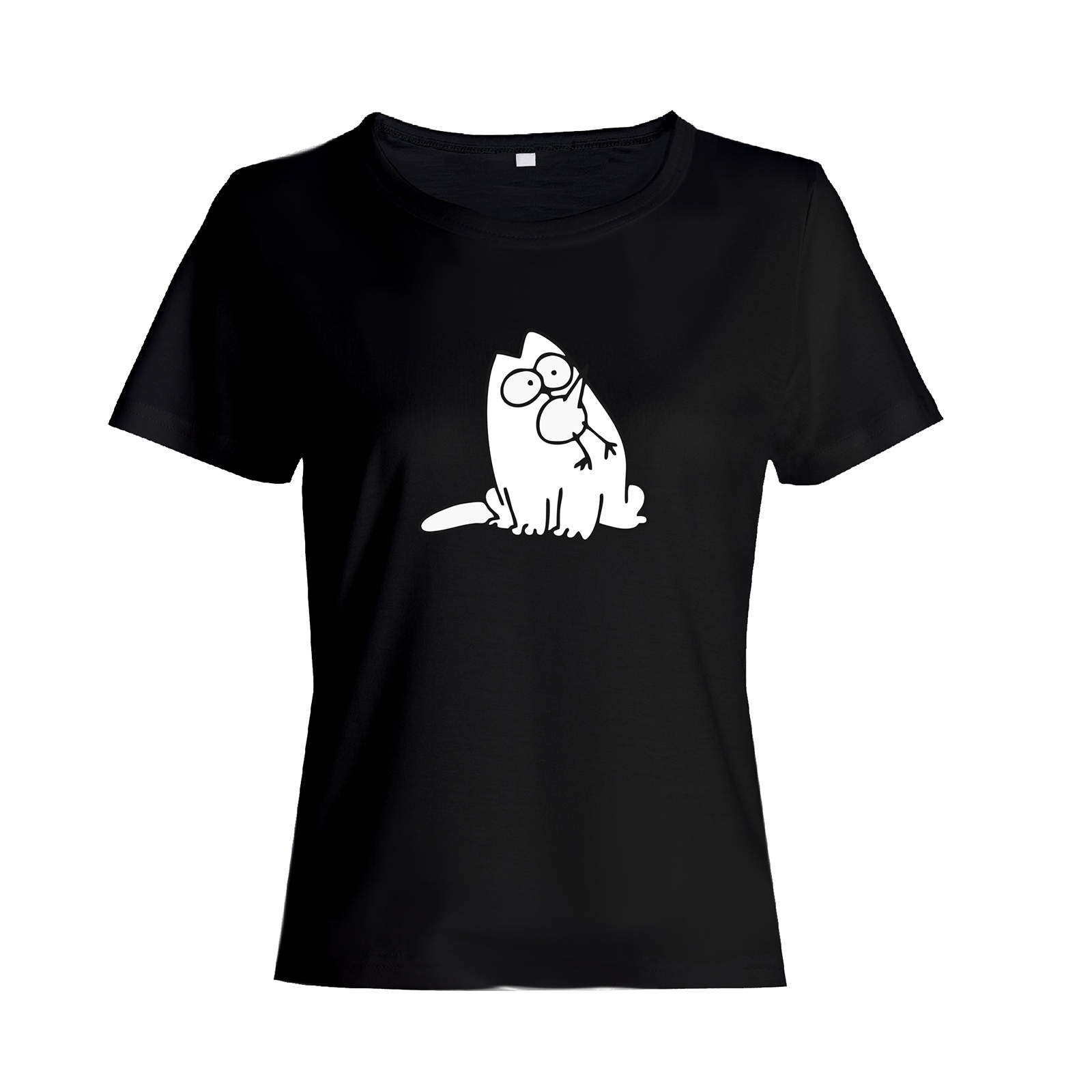 Футболка с котом и пиццей с принтом