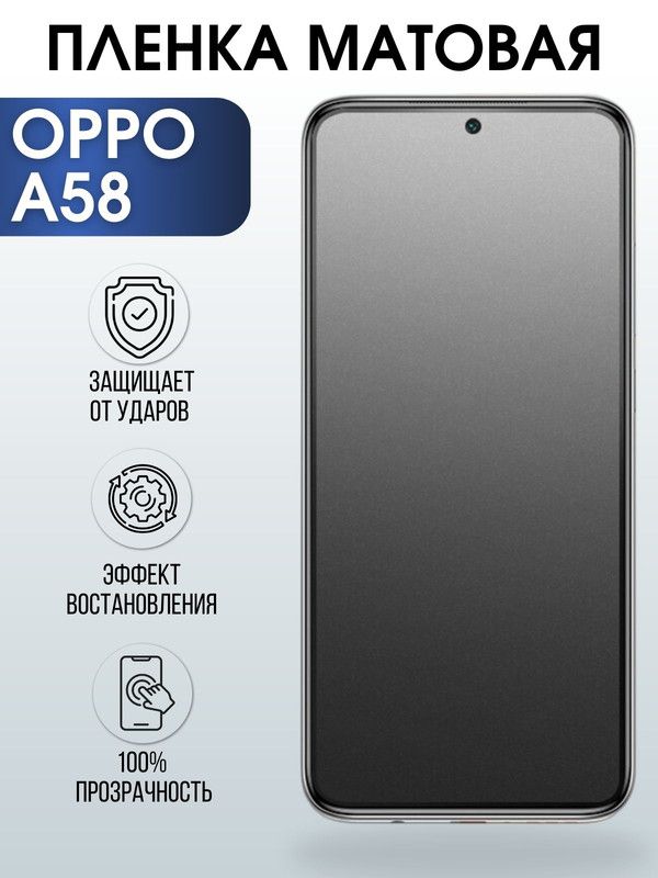 Защитная гидрогелевая пленка на телефон OPPO A58, матовая гелевая пленка на смартфон OPPO A58, для защиты экрана телефона