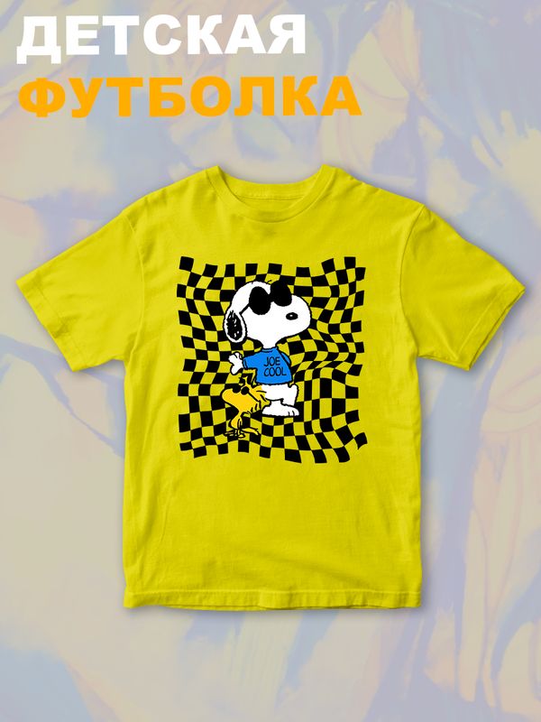 Футболка со снупи Snoopy и вудстоком желтой птичкой детская
