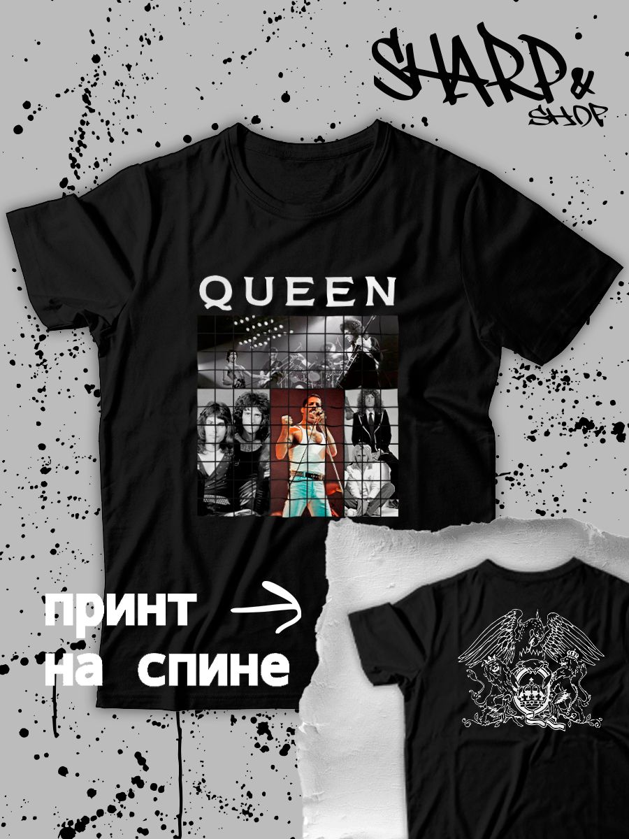 Футболка Queen Квин Фредди Меркьюри логотип с принтом, рисунком rock style, рок группа