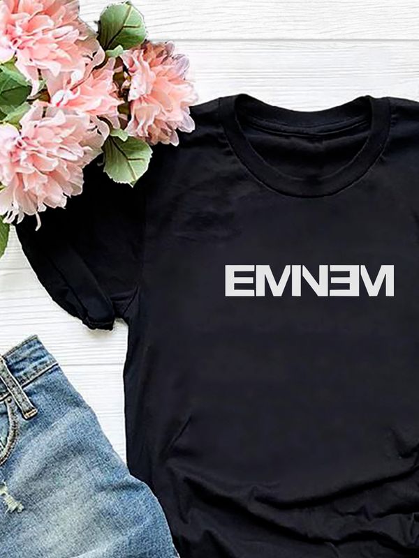 Футболка Eminem с Эминемом rap с принтом и надписью в стиле рэп music с музыкальной тематикой эстетика aesthetic, черная женская и мужская стрит стайл прикольная андеграунд одежда кэжуал underground.