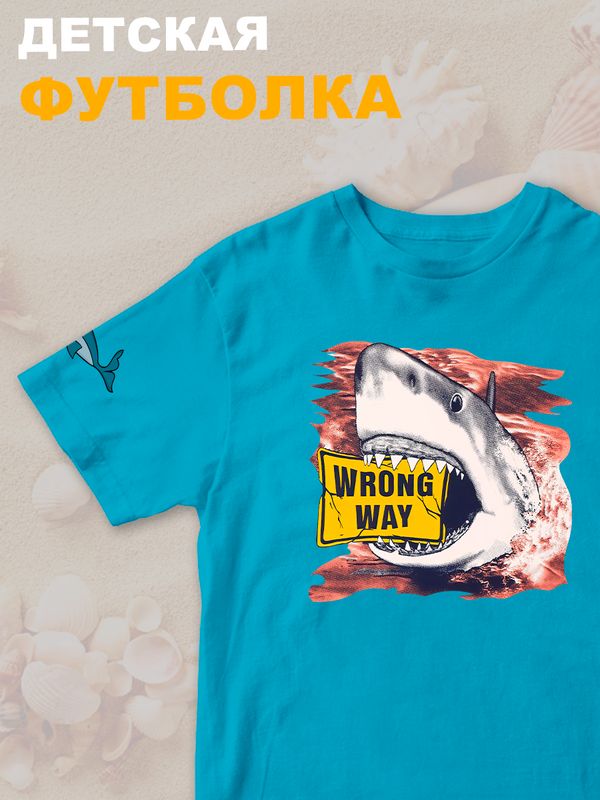 Футболка с акулой shark челюсти и jaws детская