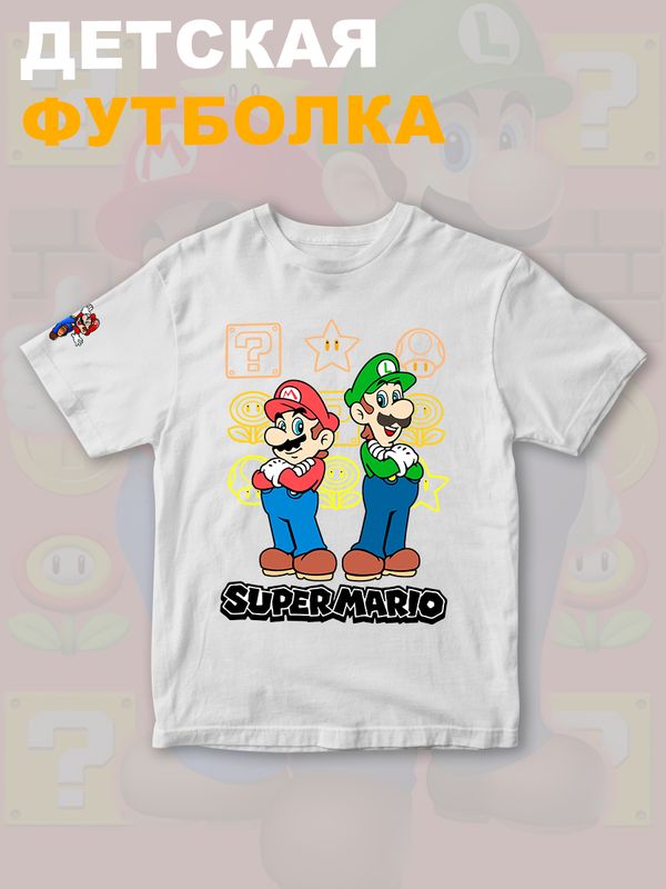 Футболка супер марио и луиджи брос nintendo y2k детская