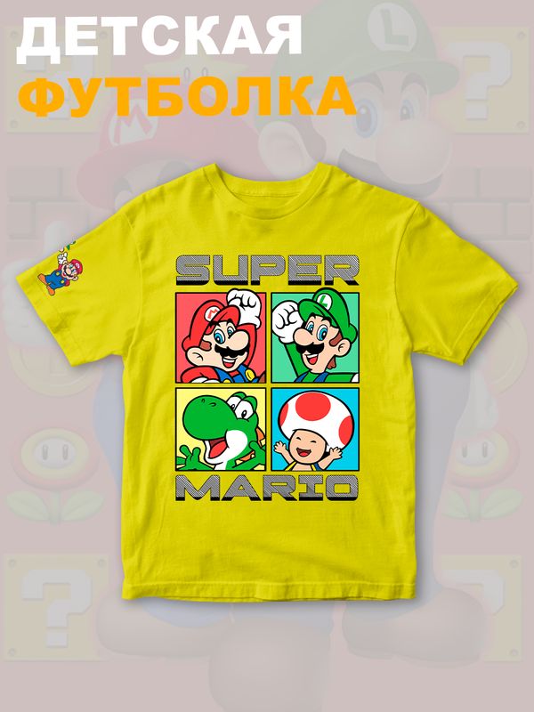 Футболка супер марио и луиджи super mario нинтендо детская