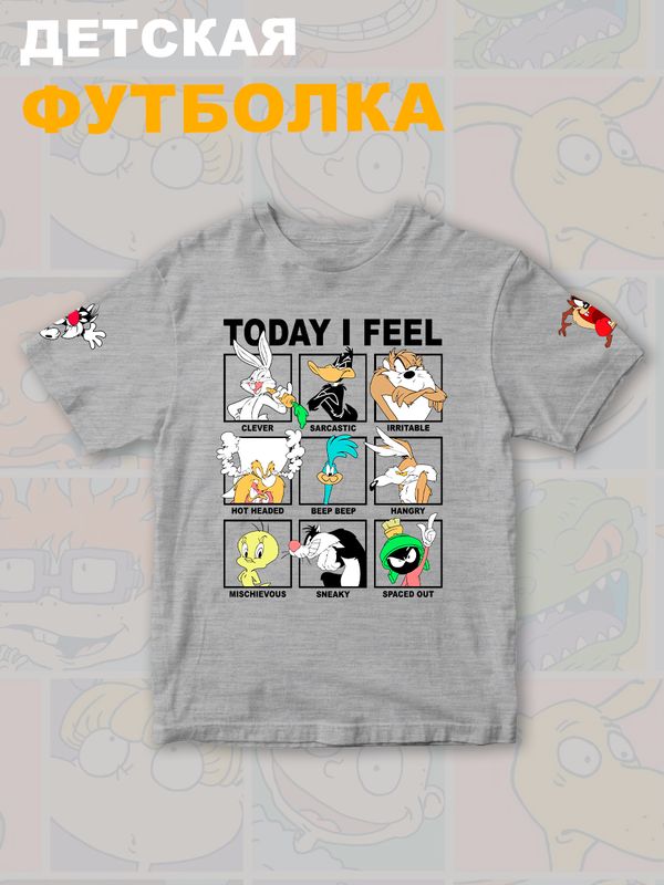 Футболка с героями из милых мультиков Багз Банни, Даффи Дак, Тасманский Дьявол, Дорожный Бегун для мальчика и девочки. Одежда для детей и подростков стрит стайл кежуал.