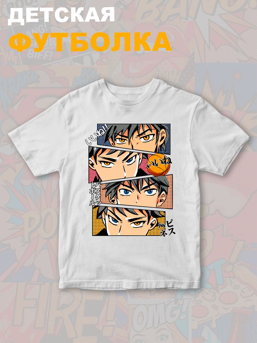 Футболка детская с принтом Баскетбол Куроко в стиле аниме для мальчика и девочки. Одежда для детей и подростков стрит стайл кежуал.