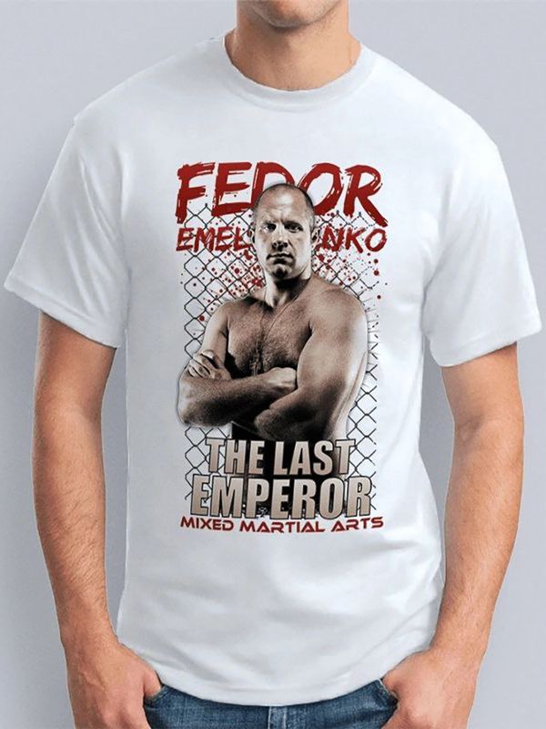 Футболка Федор Емельяненко mma the last emperor с принтом надписью Fedor Emelianenko mixed martial arts борьба, белая женская мужская, прикольная андеграунд одежда кэжуал sportswear спортивный стиль.