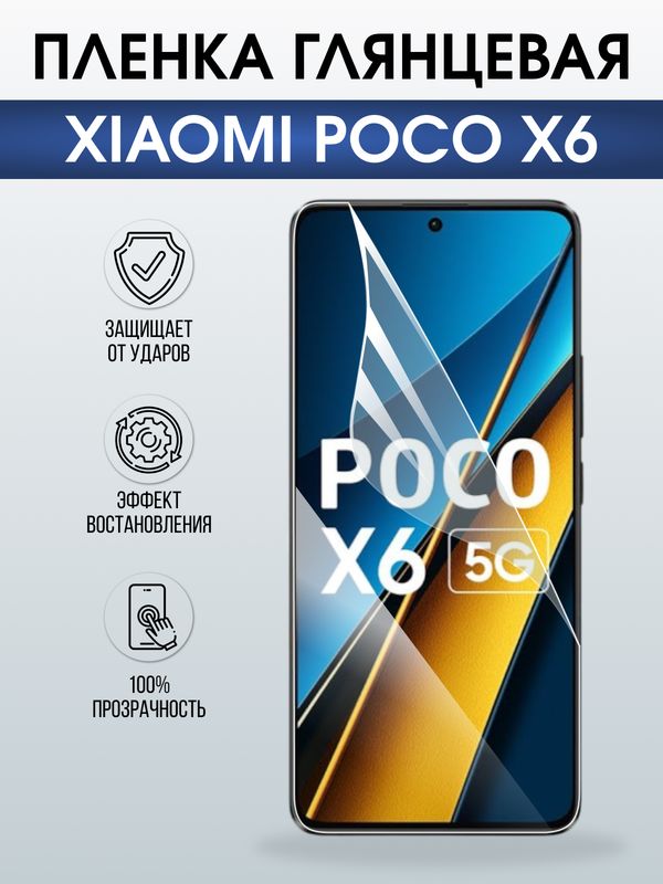 Защитная гидрогелевая пленка для XIAOMI POCO X6, полиуретановая плёнка глянцевая на мобильный телефон .