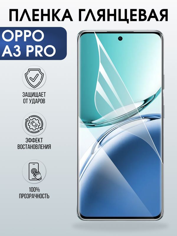 Защитная гидрогелевая пленка для OPPO A3 PRO, полиуретановая плёнка глянцевая на мобильный телефон .