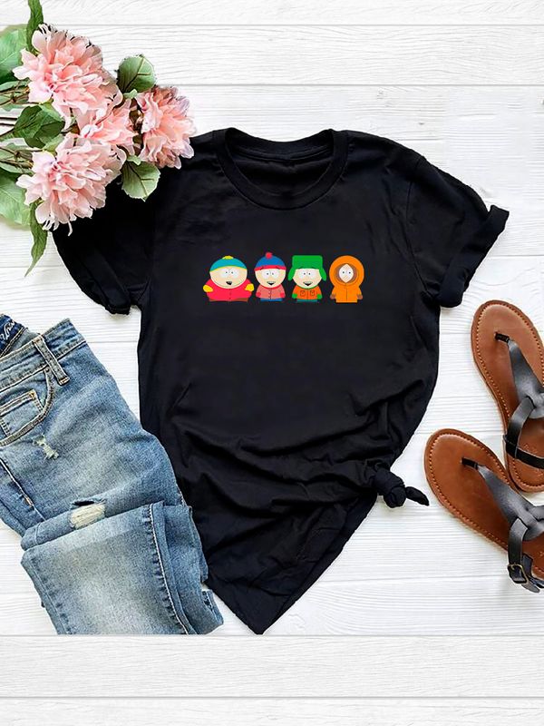 Футболка южный парк south park персонажи с принтом мем прикол эрик картман стэн кенни кайл, черная женская мужская стрит стайл мемная прикольная одежда кэжуал, андеграунд стритстайл casual y2k style.