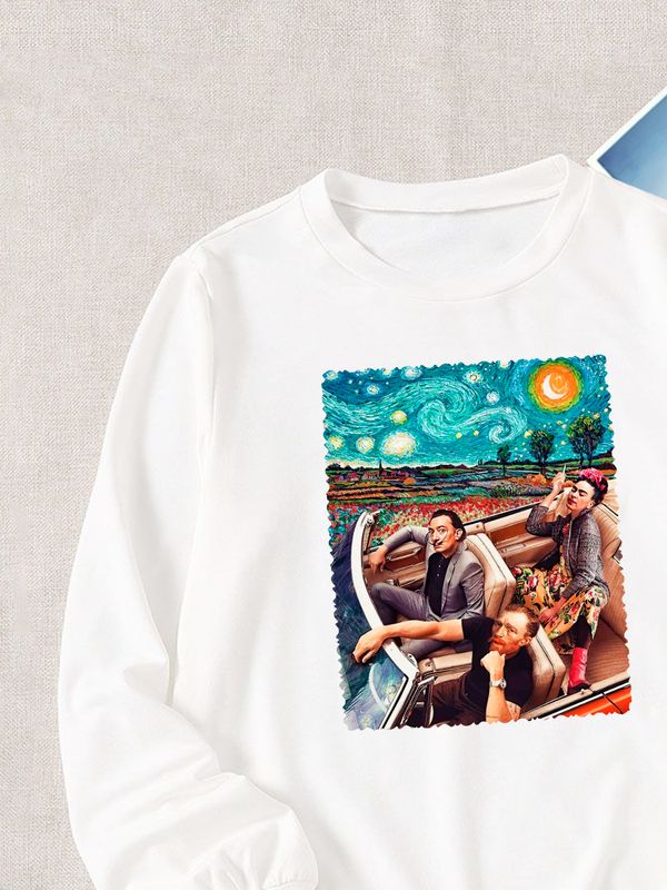 Свитшот с принтом Ван Гог, Сальвадор Дали и Фрида Кало оверсайз белый. Свитшот унисекс с красивым принтом Van Gog, Salvador Dali, Frida Kahlo в стиле 90 х. Свитшот с принтом Ван Гог, Сальвадор Дали и Фрида Кало оверсайз белый. Свитшот унисекс с красивым принтом Van Gog, Salvador Dali, Frida Kahlo в стиле 90 х.