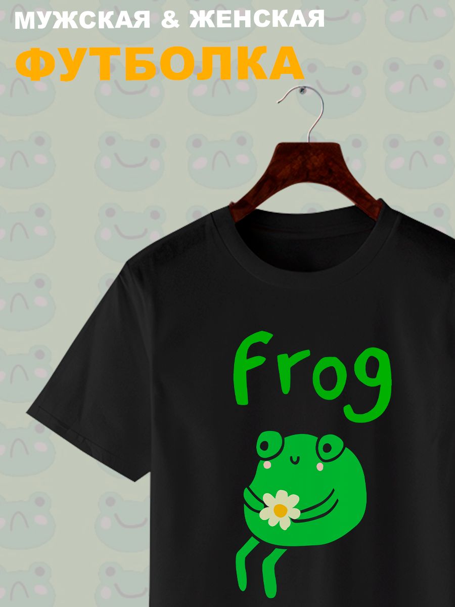 Футболка с лягушкой мем и прикол с принтом и рисунком каваи cute kawaii forg frog cake meme kawai, черная женская мужская, прикольная андеграунд одежда кэжуал стритстайл, y2k style underground casual.