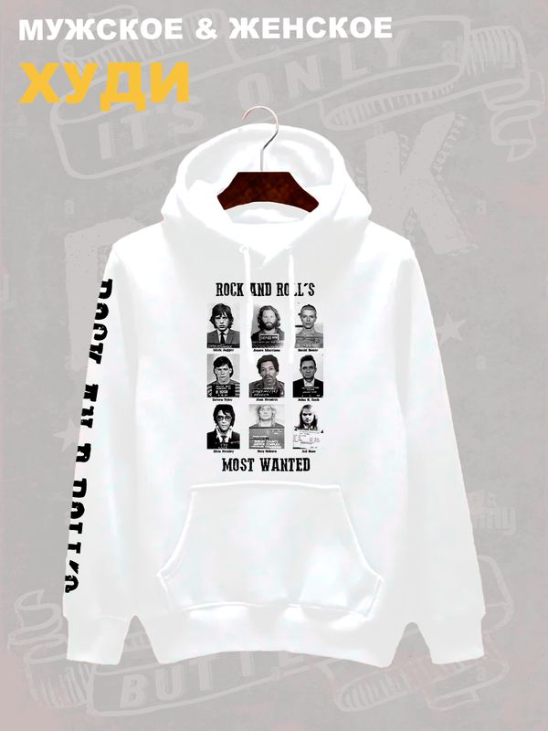 Худи с принтом рок-музыканты оверсайз белое. Худи унисекс с лидерами рок-групп для фанатов рока и кантри в стиле 90-х.