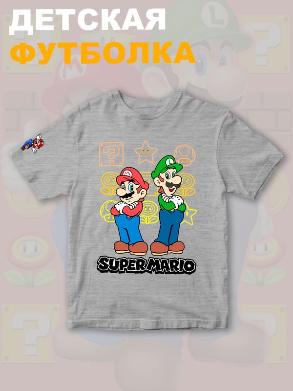 Футболка супер марио и луиджи брос nintendo y2k детская