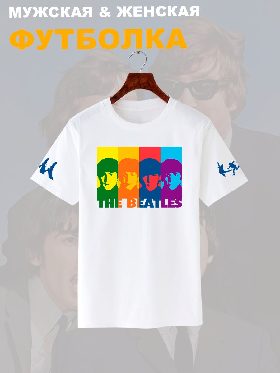 Футболка Beatles логотип с принтом, рисунком rock style