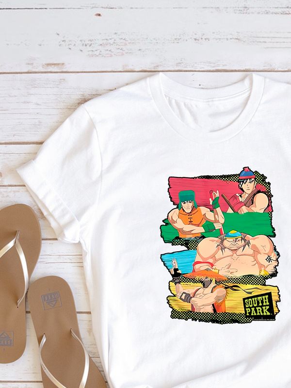 Футболка south park южный парк и прикол с принтом ниндзя в стиле аниме и эстетики манги, ninja anime manga для анимешника, белая женская и мужская прикольная андеграунд одежда кэжуал, стритстайл y2k.