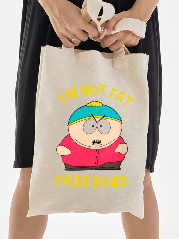 Шоппер Картман южный парк south park прикол с принтом Eric Cartman мем я не толстый у меня кость широкая бежевый, стритстайл сумка для шопинга и покупок тканевая женская мужская андеграунд кэжуал y2k.